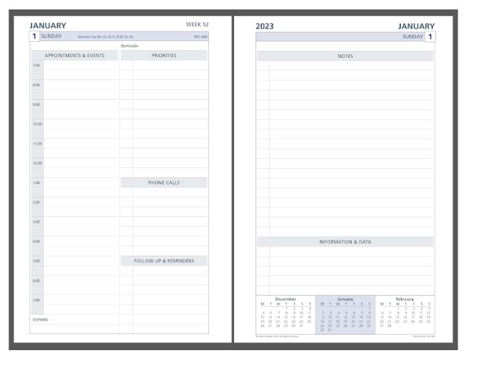 2 PAGES TO A DAY , DEBDEN DAYPLANNER REFILL 2023 Independent Office Solutions